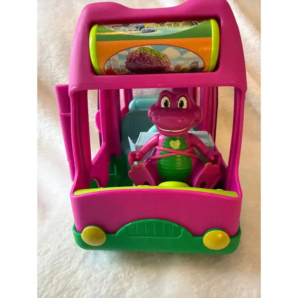 Fisher Price Barney's World Adventure Bus Push Along Toy Barney Figure Pink NEW
